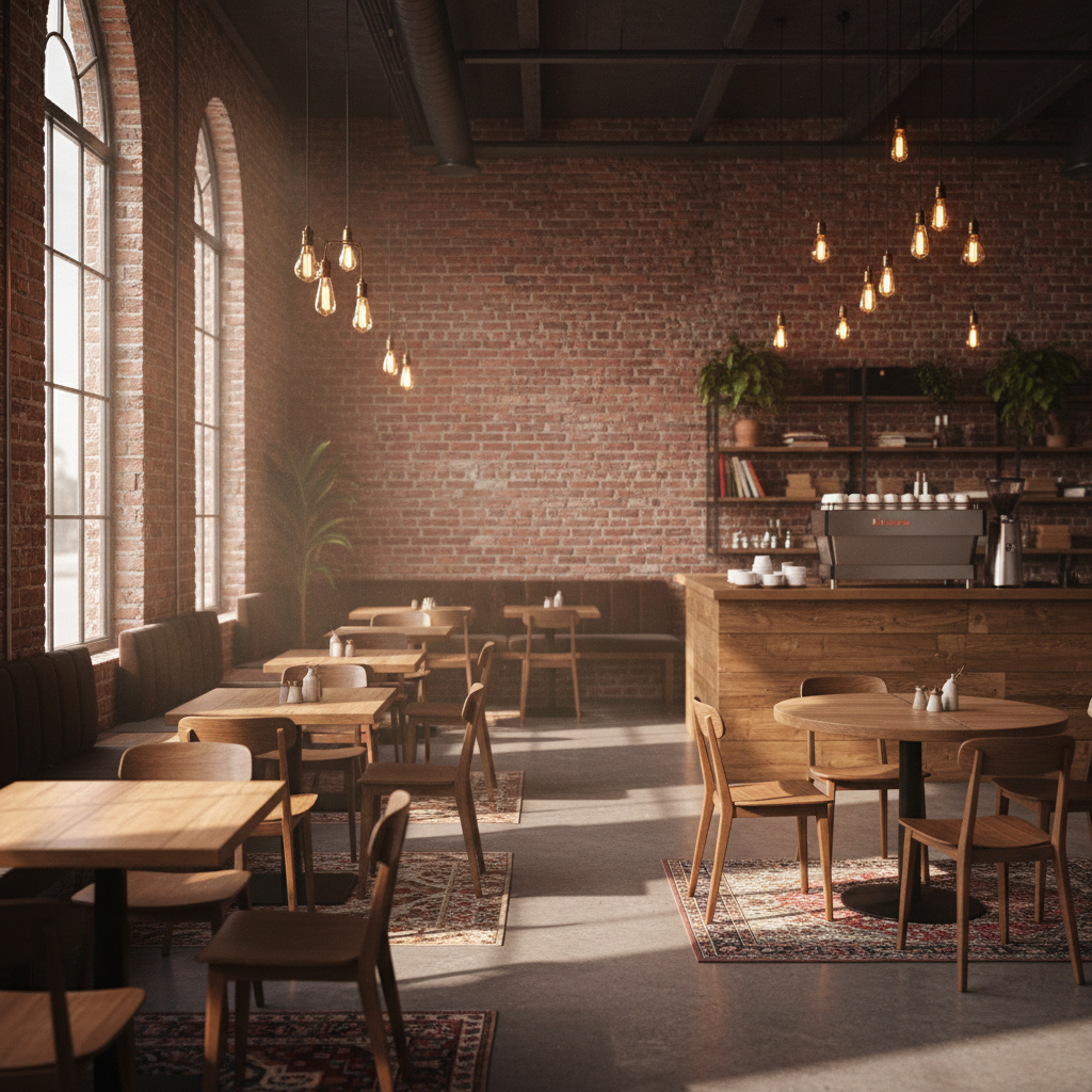A speaker on a warm wooden cafe counter with soft natural light