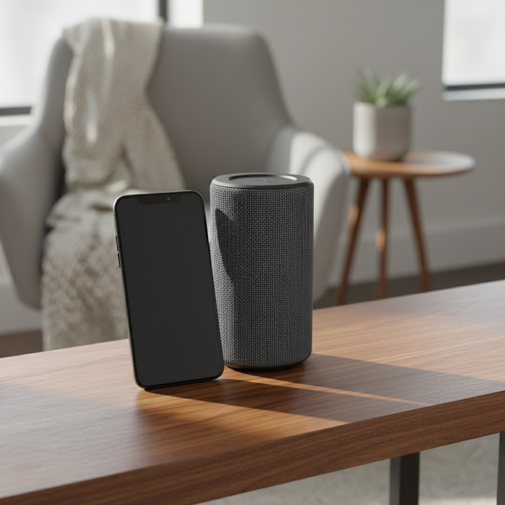 A laptop on a cafe counter showing a music dashboard
